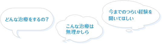 どんな治療をするの？こんな治療は無理かしら。今までのつらい経験を聞いてほしい。